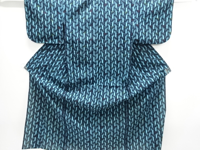 JAPANESE KIMONO / ANTIQUE HITOE KIMONO / COTTON / BINGO KASURI / GEOMETRIC PATTERN